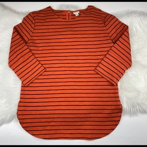 Merona Red Striped Tunic Sweater 3/4 Sleeve M